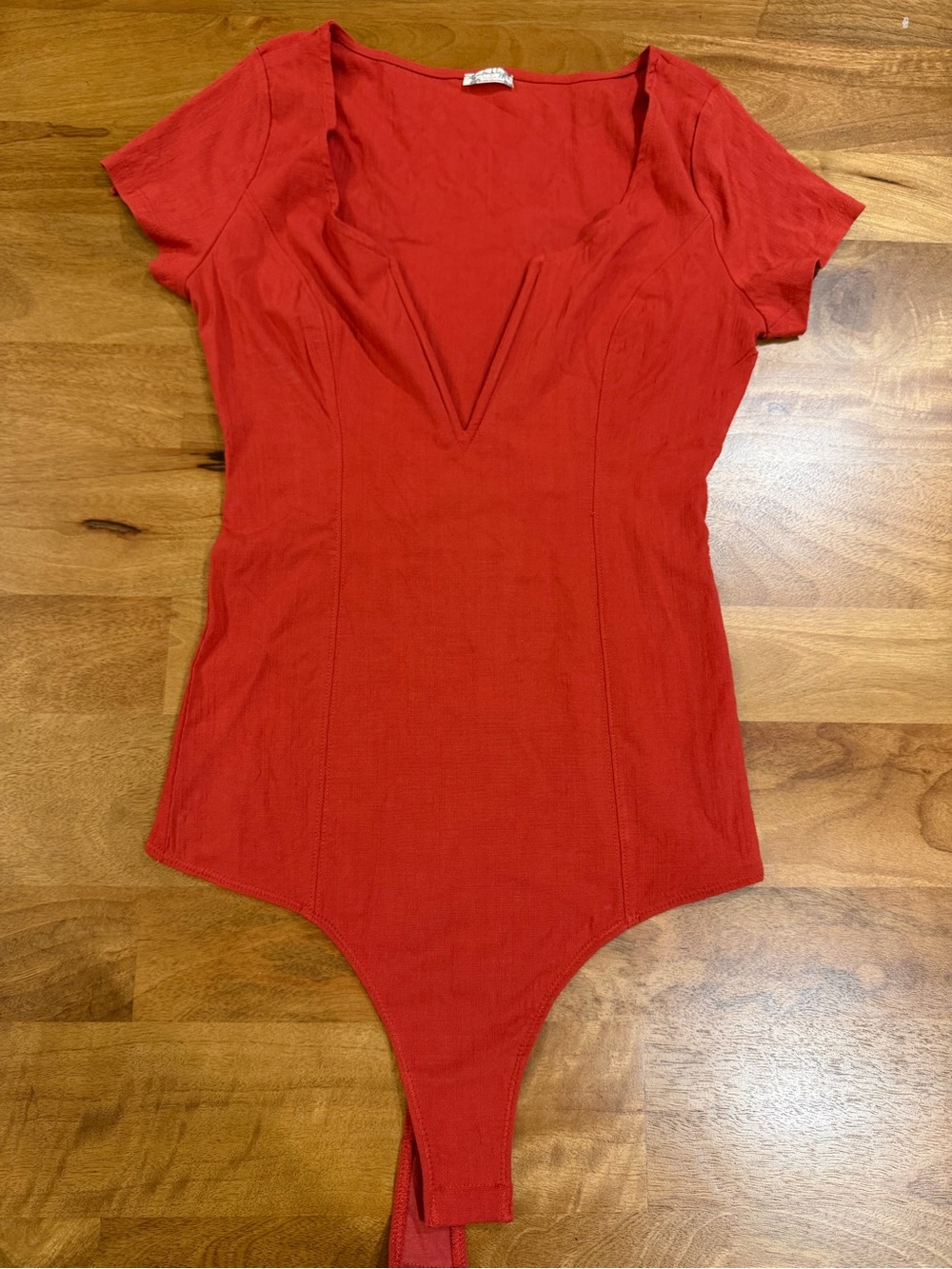 Intimately by Free People Women's Rust Shaping V- neck Bodysuit Size Large *EUC*